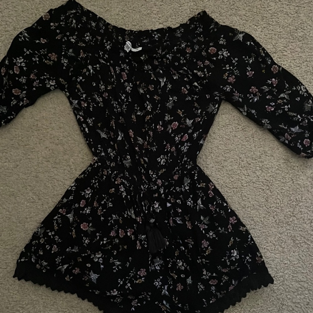 Black floral romper